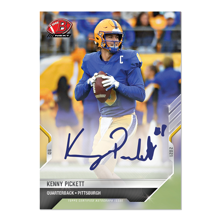 On-Card Auto # to 99 - Kenny Pickett - 2021 Bowman NEXT TOPPS NOW Football Card 9A