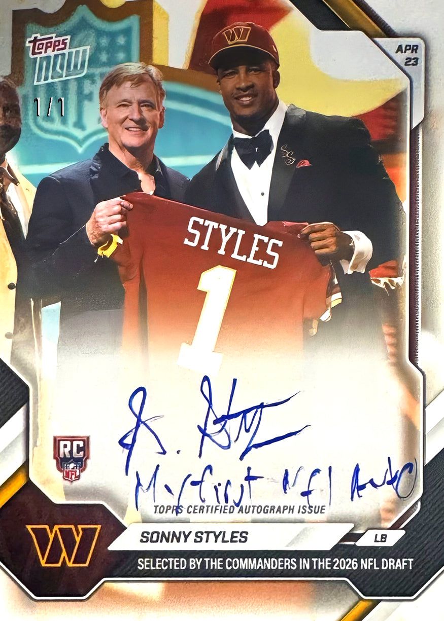 Alternative view of Sonny Styles - 2026 NFL Topps NOW - Card SSTY - PR: 3804