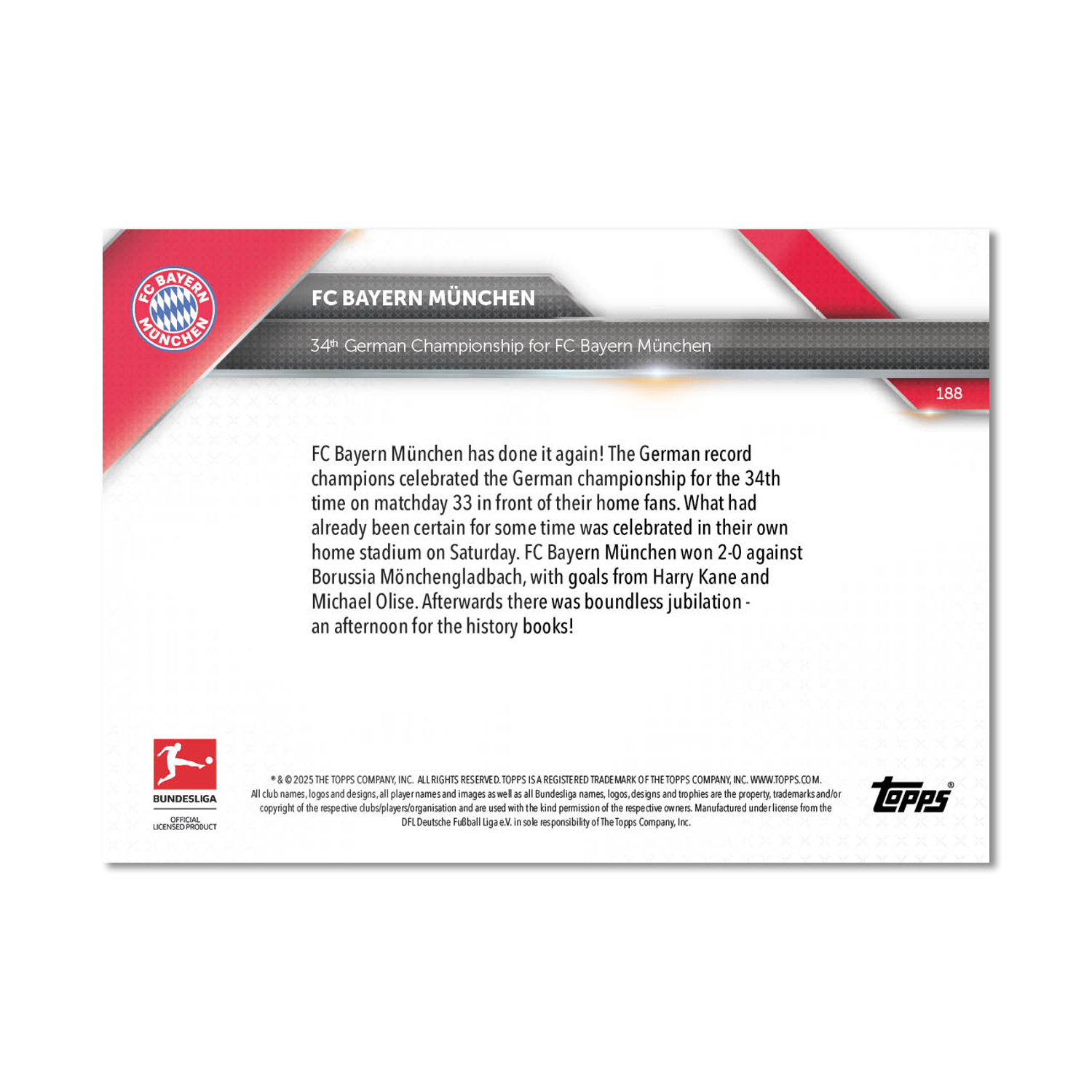 FC Bayern München - 2024-25 Bundesliga Topps NOW - Card 188 - PR: 1002 - Image 7