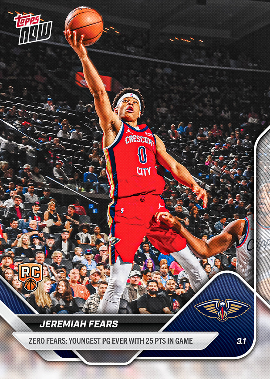 Jeremiah Fears - 2025-26 NBA Topps NOW - Card 190 - PR: 784