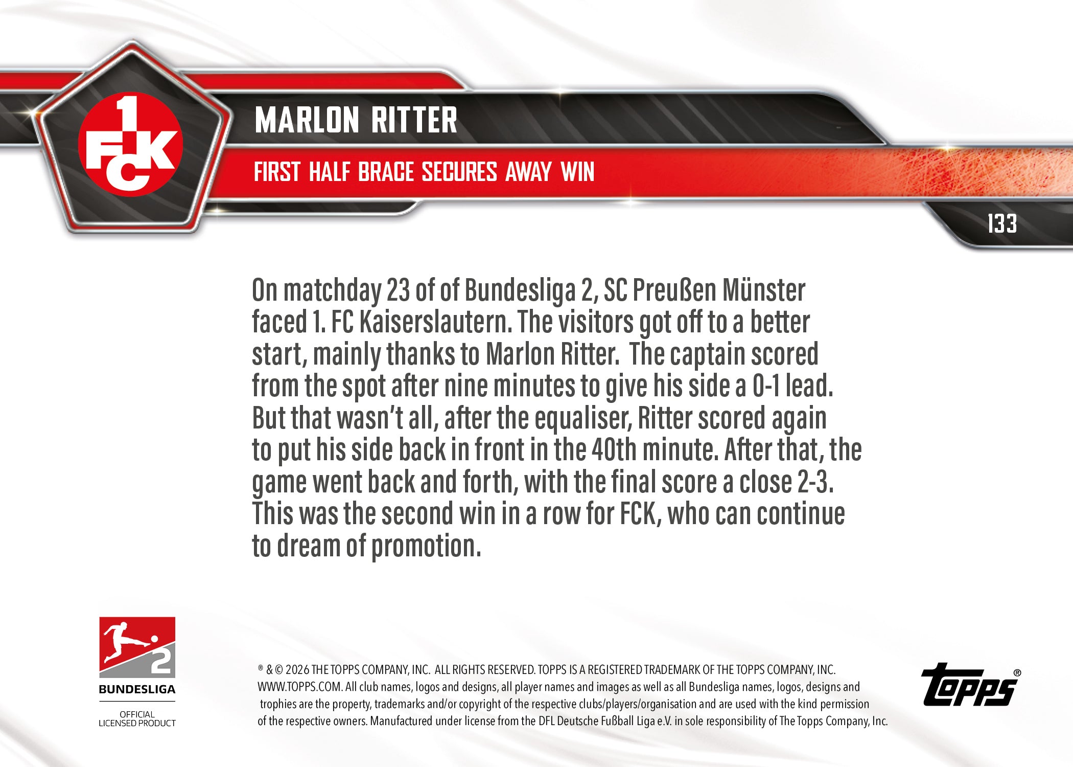 Marlon Ritter - 2025-26 Bundesliga Topps NOW - Card 133 - PR: 483 - Image 7