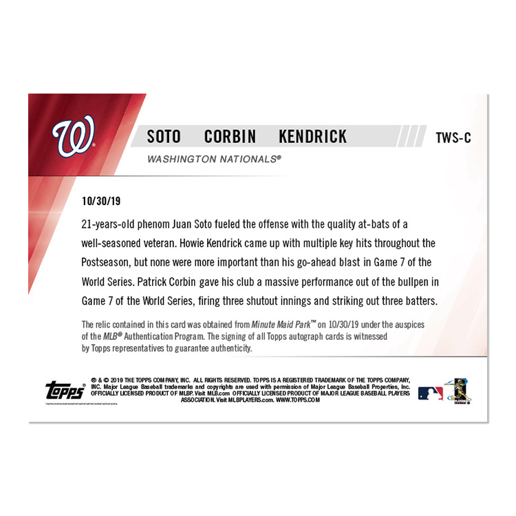 On-Card Triple Auto Relic # to 25 - Soto/Kendrick/Corbin - MLB TOPPS NOW Card TWSC - Image 2