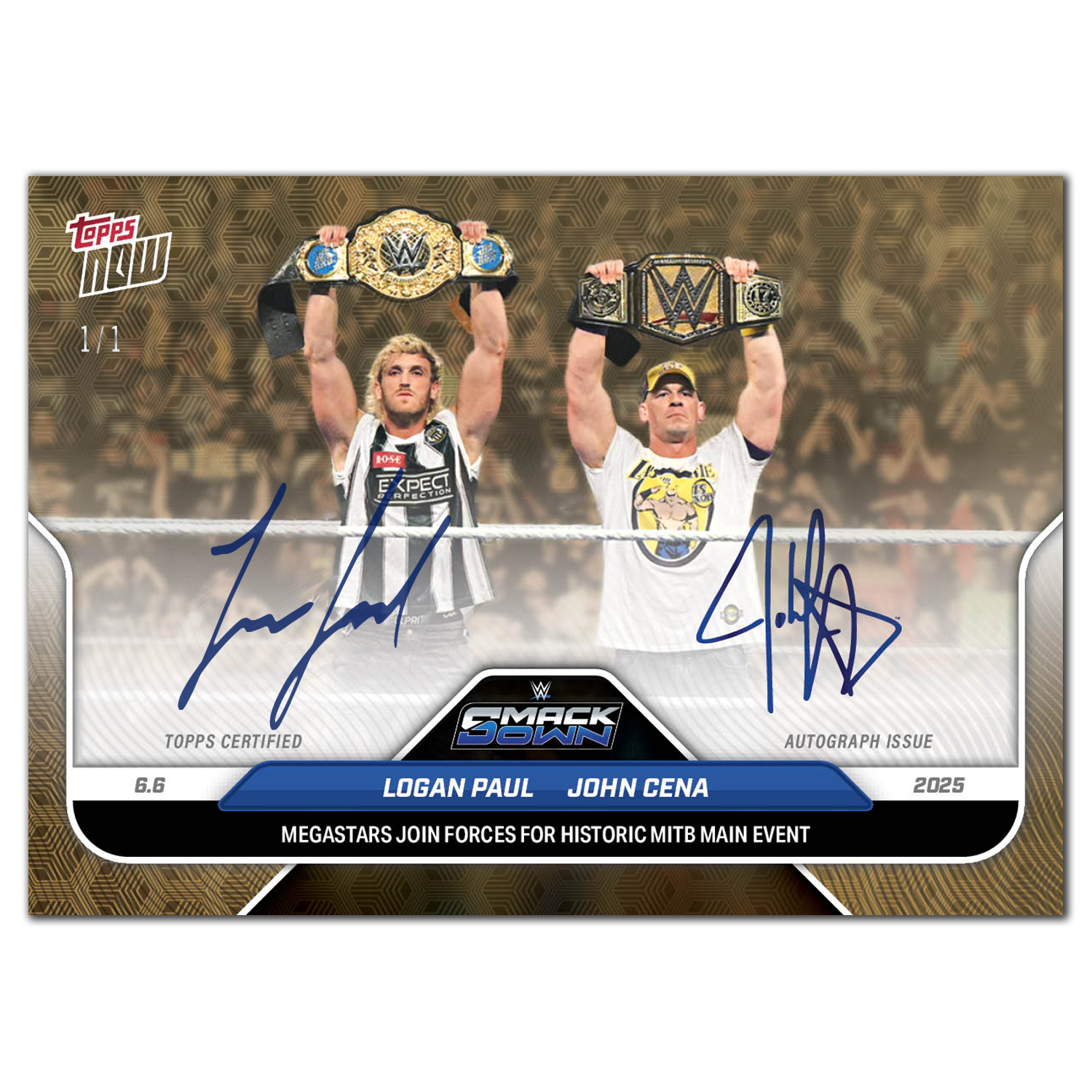 Alternative view of John Cena/Logan Paul - 2025 WWE Topps NOW - Card 59 - LOOK FOR DUAL AUTO - PR: 6484