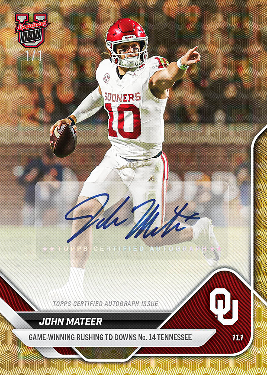 John Mateer - 2025-26 Bowman U NOW Football - Card 39 - PR: 654 - Image 2