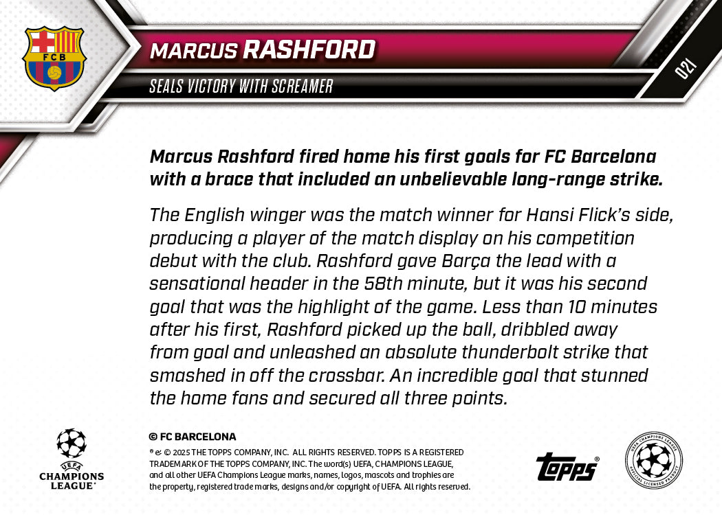 Marcus Rashford - 2025-26 UCL Topps NOW - Card 21 - PR: 514 - Image 7