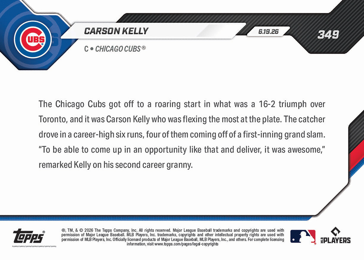 Carson Kelly - 2026 MLB Topps NOW - Card 349 - PR: 407 - Image 2