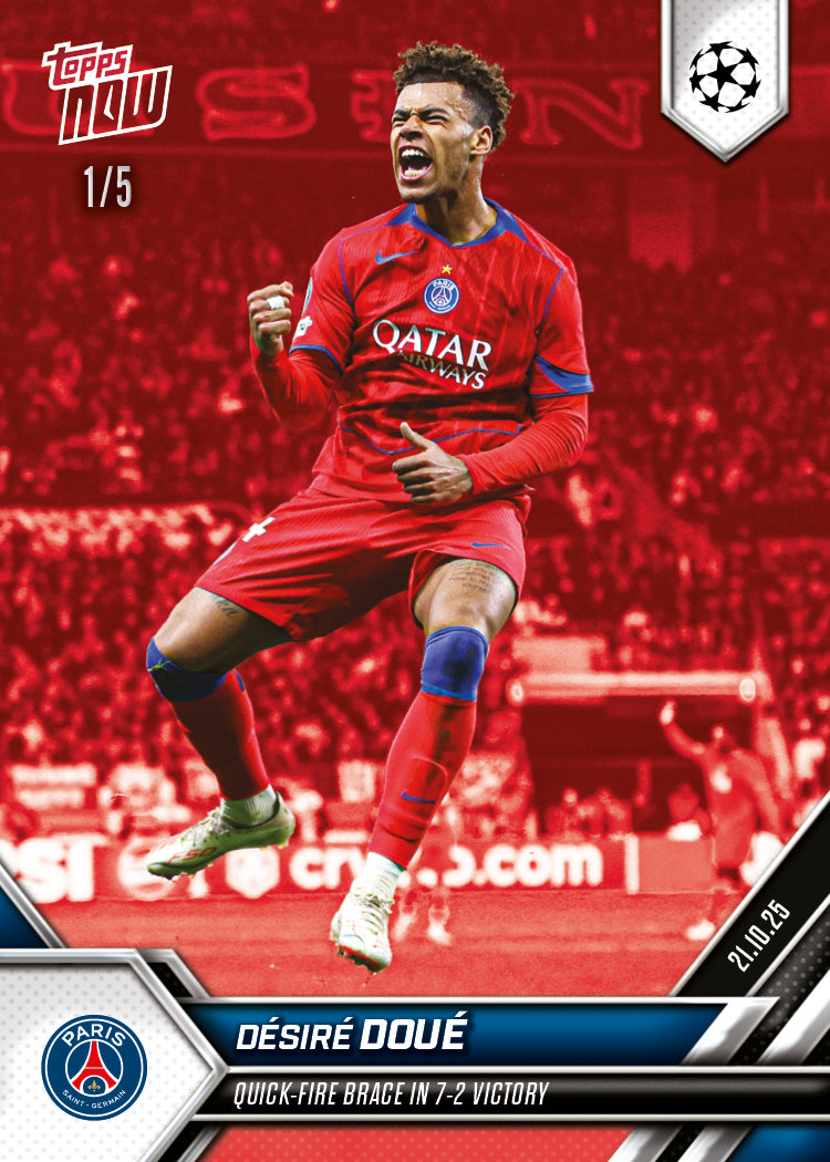 Désiré Doué - 2025-26 UCL Topps NOW - Card 37 - PR: 446 - Image 3