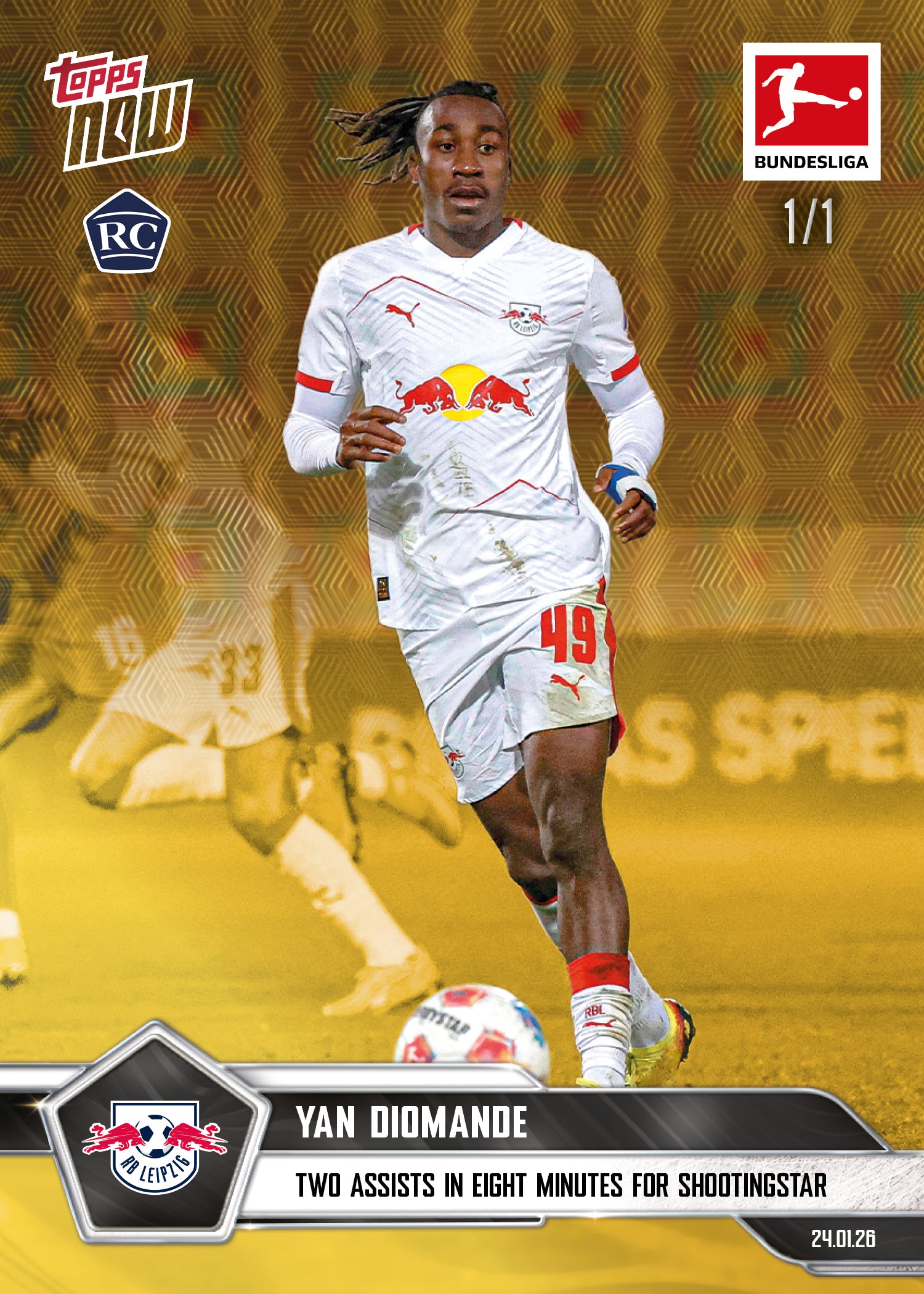 Alternative view of Yan Diomande - 2025-26 Bundesliga Topps NOW - Card 109 - PR: 1629