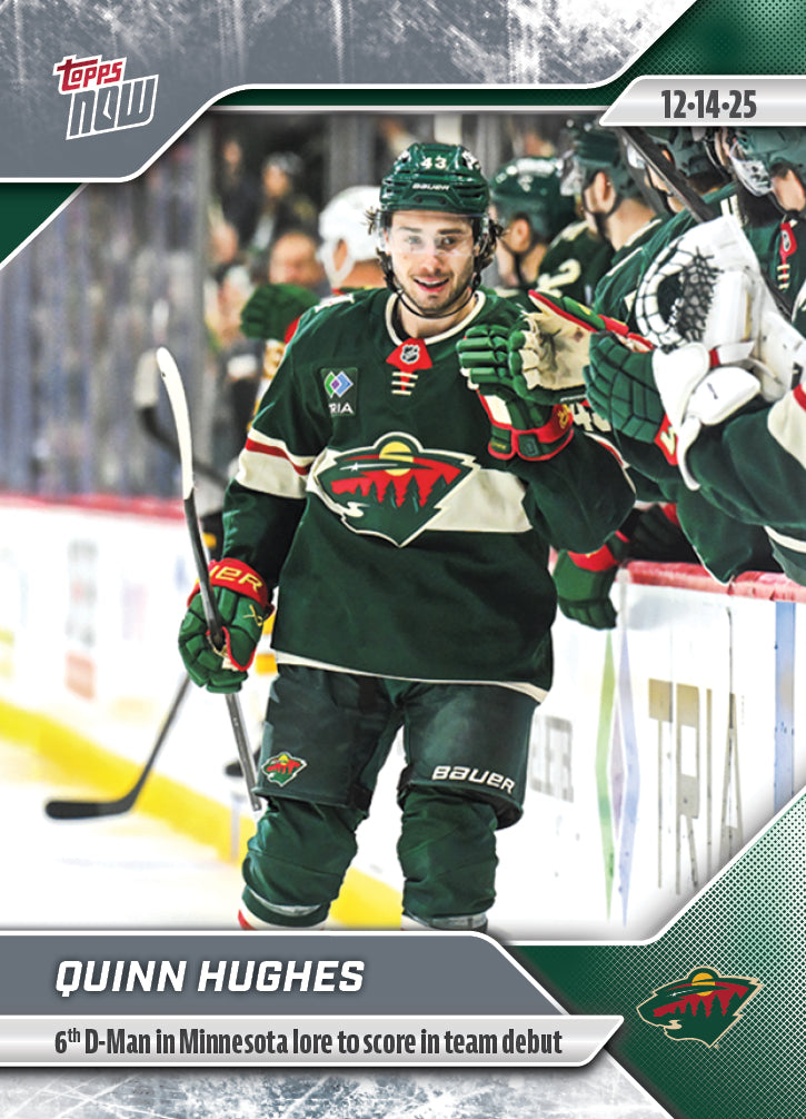 Quinn Hughes - 2025-26 NHL Topps NOW - Sticker # 62 Pack - PR: 315