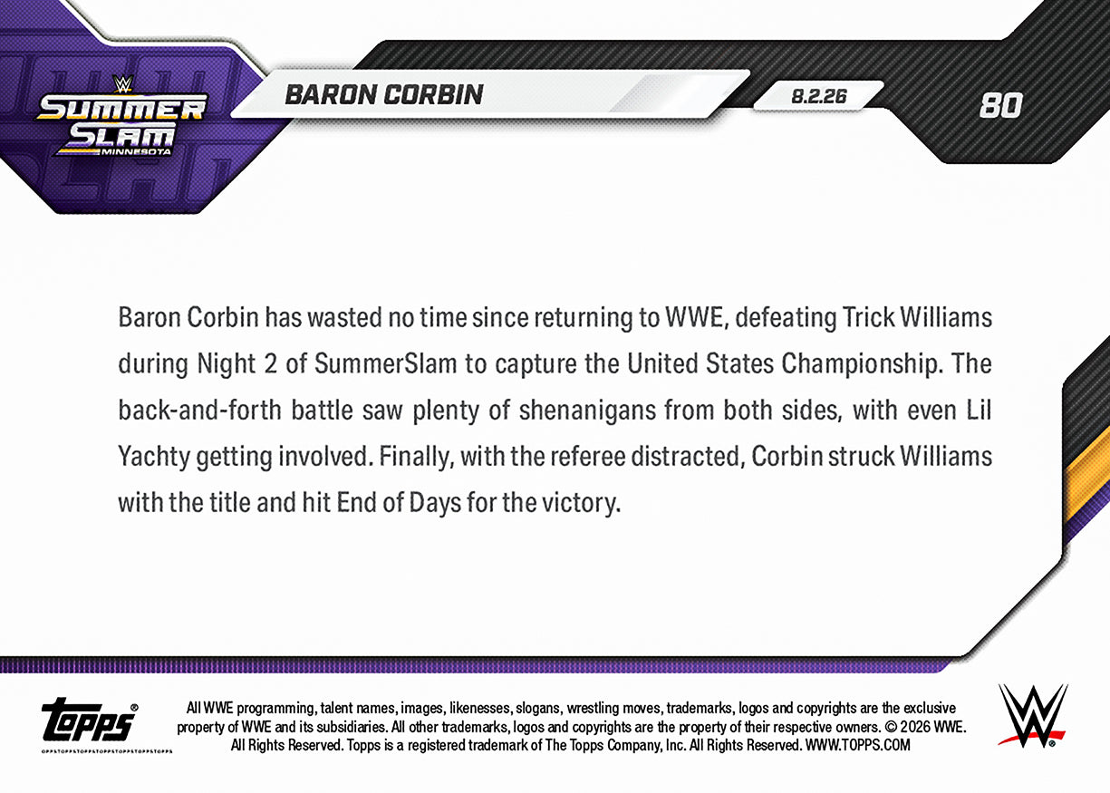 Baron Corbin - 2026 WWE Topps NOW - Card 80 - PR: 743 - Image 2