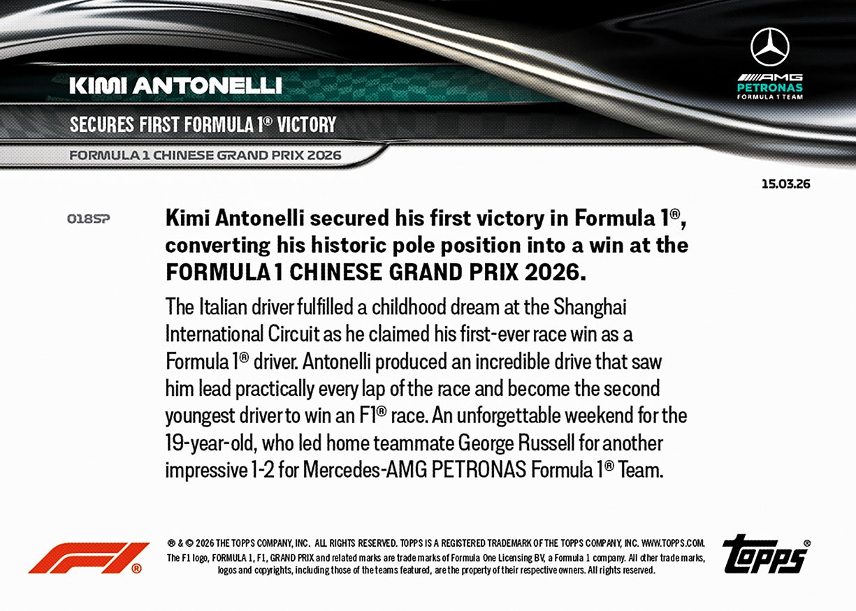 Kimi Antonelli - 2026 Formula 1 Topps NOW - Card 18 - PR: 28723 - Image 10