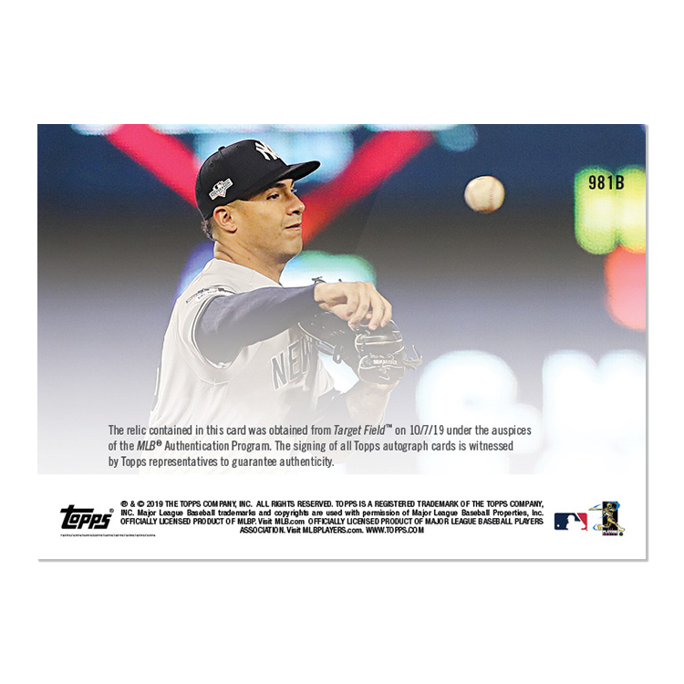 On-Card Auto Relic # to 25 - Gleyber Torres - MLB TOPPS NOW Card 981B - Image 2